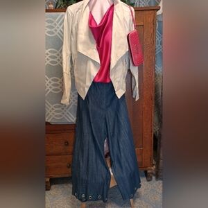 Draping in Style Bundle: Wide Leg Trouser, Drape Neck Blouse, Drape Crop Jacket